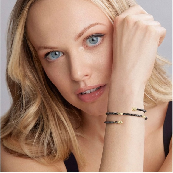 LAGOS 18K Gold and Black Small Station Ceramic Wrap Bracelet | 3mm - Picture 2 of 8